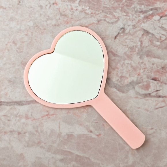 (Last Chance)Heart-shape Pink Hand Mirror - Picture 2 of 3